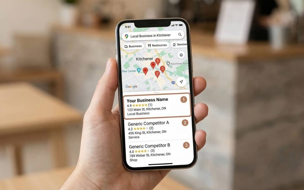 A fully optimized Google Business Profile ranking first in it's local searches