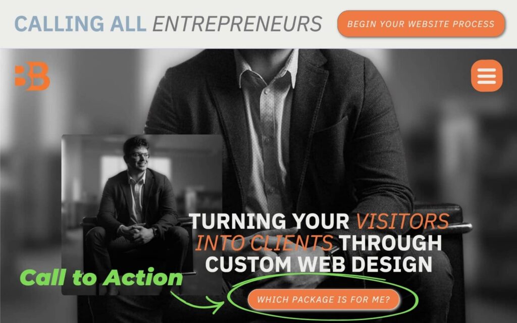 A visual representation of a real website call to action