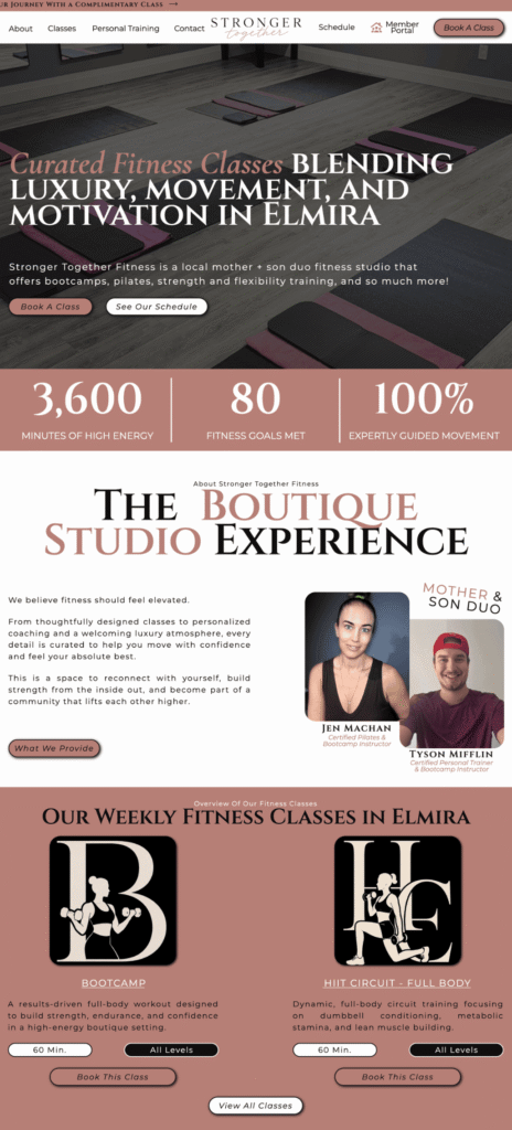 Homepage design for Kitchener-Waterloo fitness website Stronger Together Fitness by Braxten Breen Web Design