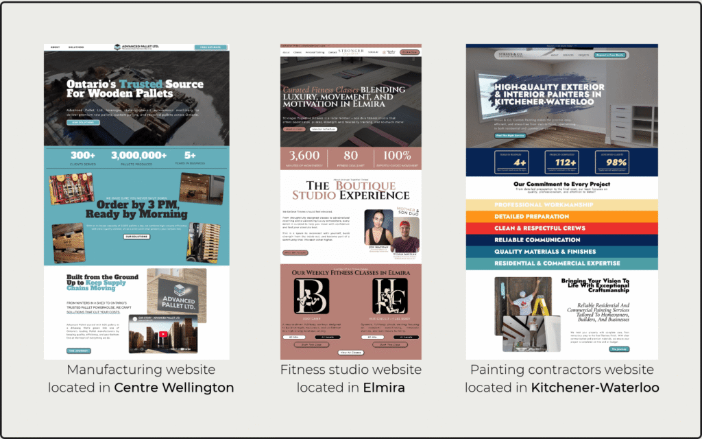 Local SEO trust signals graphic for Kitchener-Waterloo regional websites by Braxten Breen Web Design