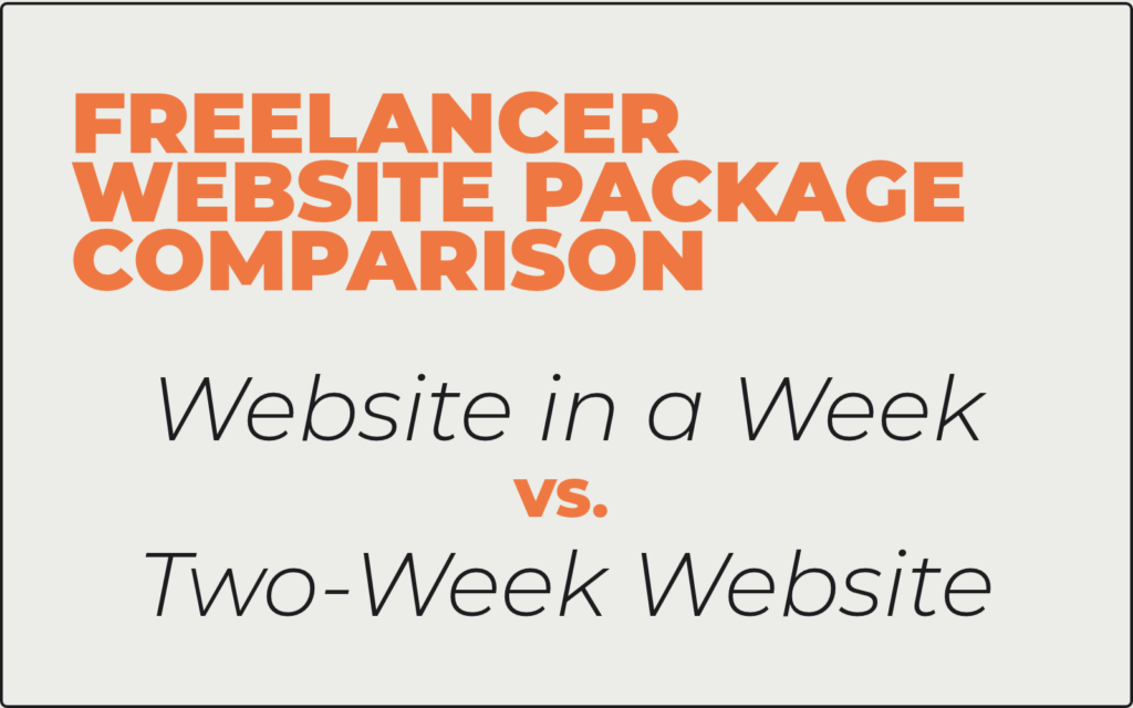 1-week vs 2-week package comparison graphic for how long does it take to build a website by Braxten Breen Web Design