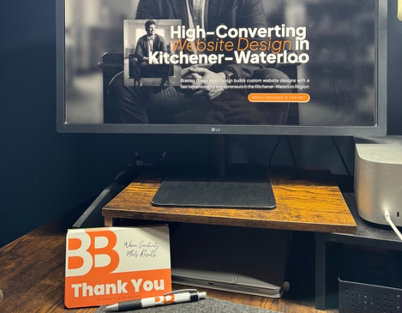 A photo of Braxten's desk at Braxten Breen Web Design in Kitchener-Waterloo